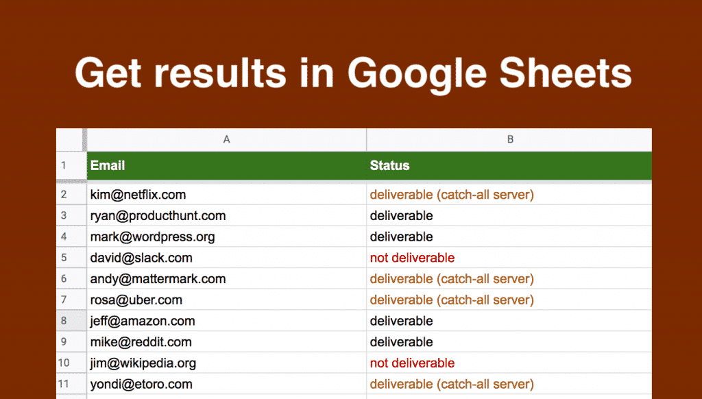 Get results in Google Sheets